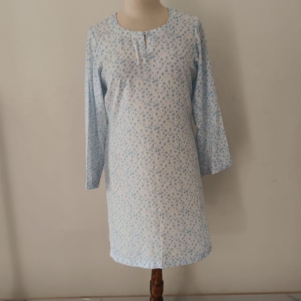 Floral Blue Long Sleeve Dress cco